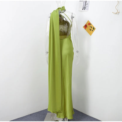 Elegante Feste Band Frauen Halfter Kleid Off Schulter Ärmellose Backless Dünne Weibliche Maxi Kleider 2025, Sommer Neue Chic Dame Robe.