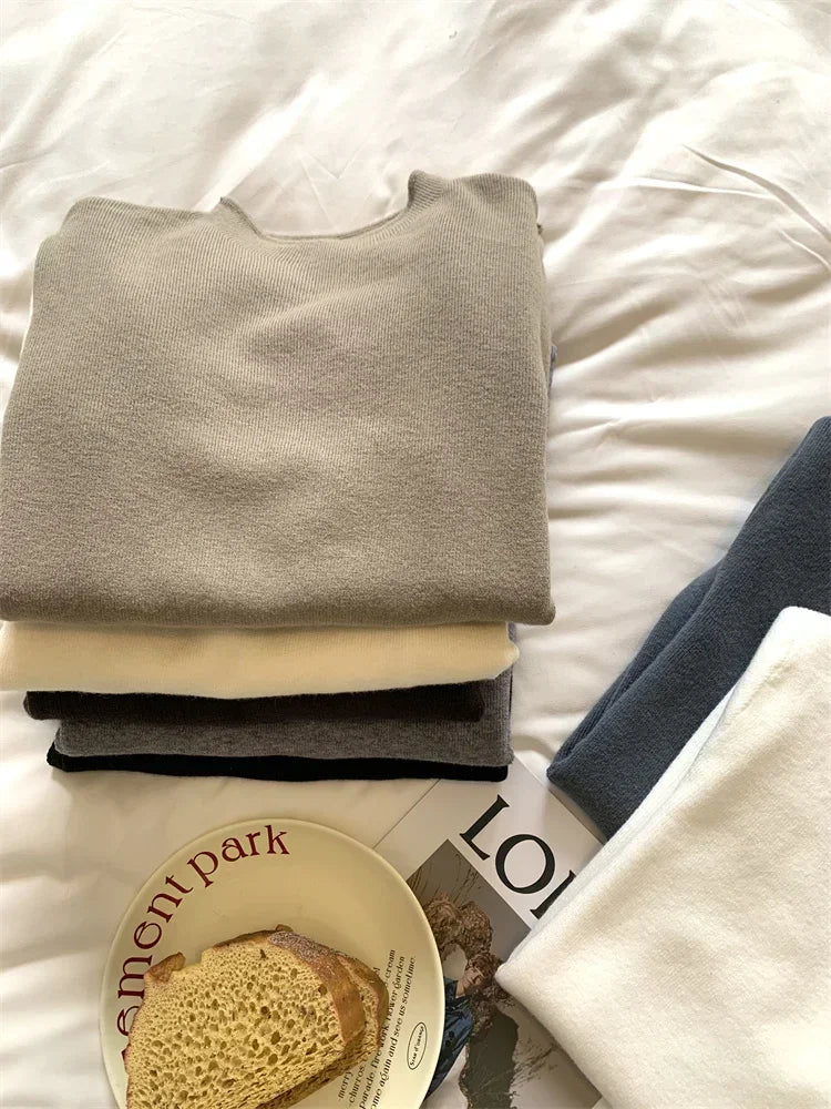 2025 Women Turtleneck Knitted Pullovers Solid Sweater Harajuku Korean Soft Warm Knitwear Autumn Winter Fashion Slim Jumpers Tops