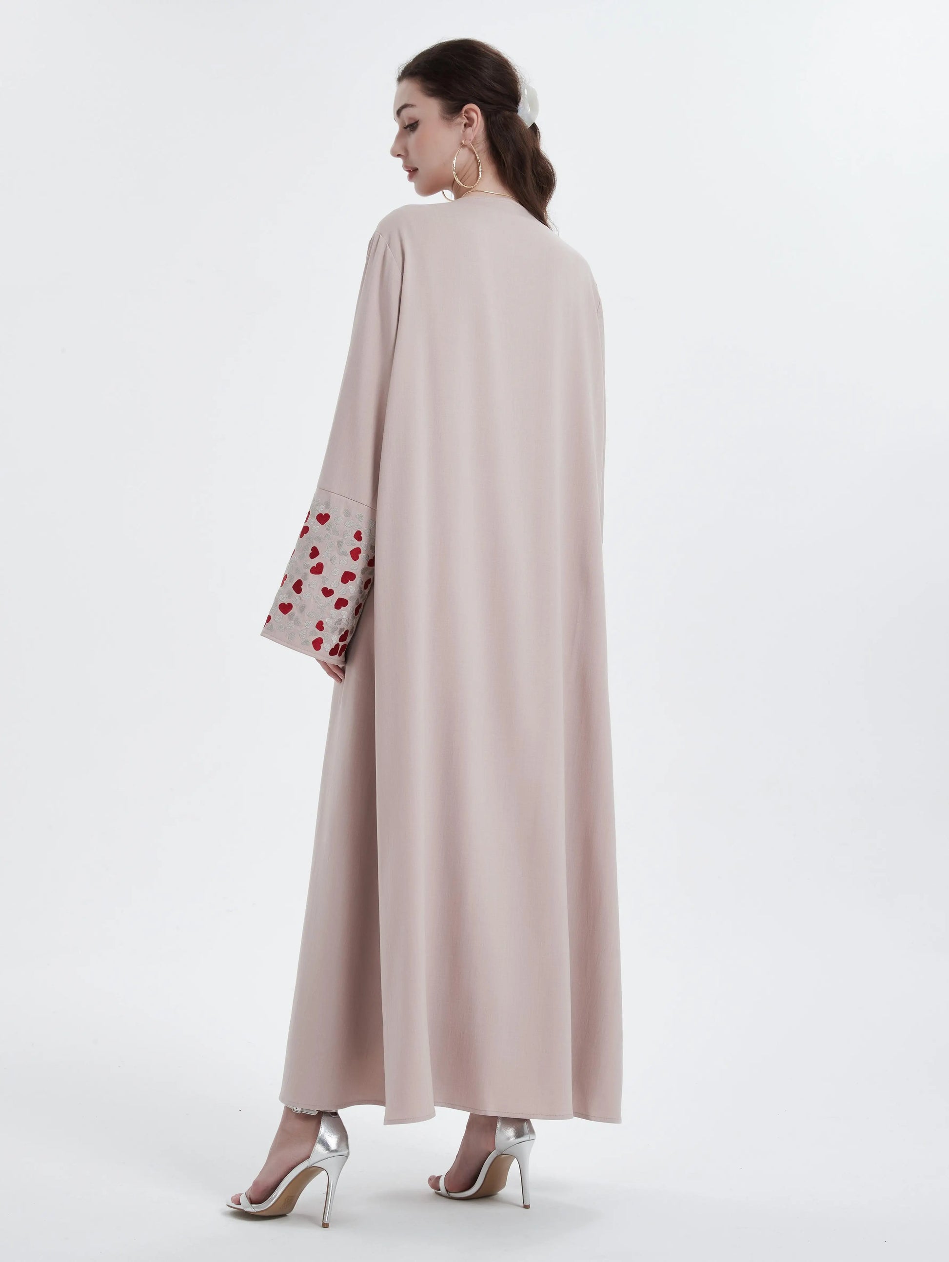 Ramadan islamic clothing kebaya Middle East Muslim women's Abaya solid color cuff love  embroidery  cardigan.