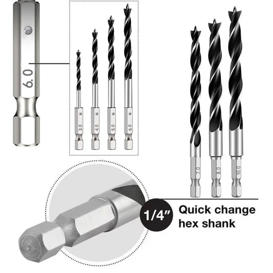 2/5/7 stücke 3/4/5/6/7/8/10mm Sechseckigen Griff Drei Spitzen holzbearbeitung Bohrer Set Holzbearbeitung Loch Reiben Power Tool