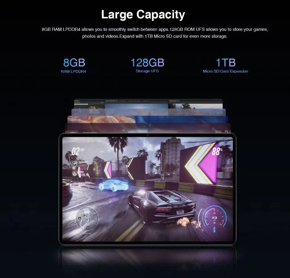 N-ONE NPad X1 Tablet PC 8GB RAM+128GB ROM 10.95'' 2000*1200 FHD IPS Android 13 4G LTE 8-Cores MTK G99 Fast Charging WIFI BT5.1.