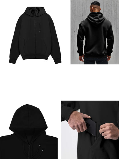 Men's Comfortable Thick Hooded Sweatshirt, Zipper Sports Shirt, Long Sleeved Sweatshirt, Autumn and Winter Season.