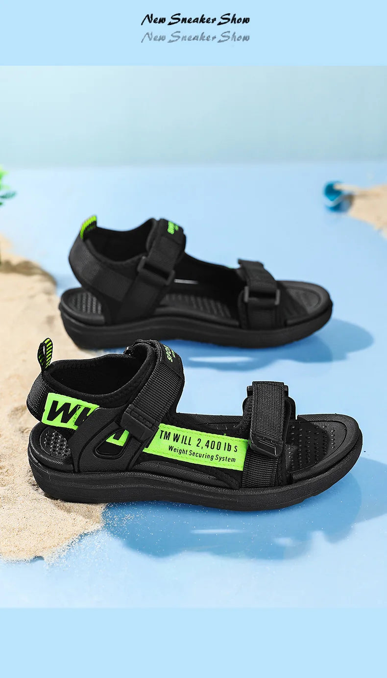 Kids' Summer Breathable Sport Sandals for Boys Casual Beach Shoe Comfortable Soft Sole Children's Fashion Non-slip Sandalias.