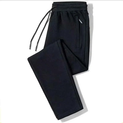 Spring and autumn new loose zipper men's solid color sports pants straight leg casual pants all match large size sweatpants.