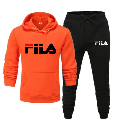 A new men's Spring and Autumn 2025 pullover hoodie + sweatpants two-piece fitness, fashion and casual jogging set.