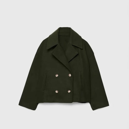 Herbst Winter Mäntel Frauen Casual Zweireiher Drehen Unten Kragen Weiblichen Kurzen Jacken Chic Dame Lose Oberbekleidung.