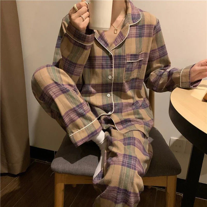 Women's Spring and Autumn Ins Korean Version of Pajamas Loungewear Women's Cardigan Milk Silk Sweet Loungewear Two-Piece Set.