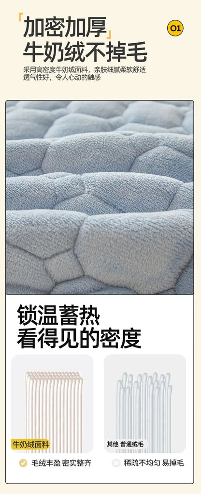 2024 New Class A Thickened Milk Fleece Mattress Winter Warm Fleece Bed Cover Student Dormitory Mat Quilt.
