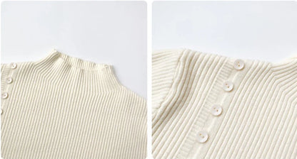 Langarm Beiläufige Dünne Pullover Mode Taste Grundlegende Gestrickte Tops Frauen Rollkragenpullover Koreanische Mode Einfache Chic Kleidung.