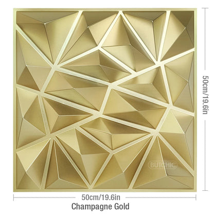 12 PCS 50x50cm car Metal plating color 3D Wall Panel gold luxurious electroplate 3D Wall Stickers Wedding party background wall