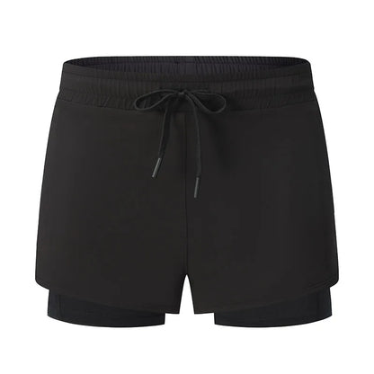 Women Shorts Mesh Outdoors Sports Running Gym Yoga Shorts Bilayer Mesh Yoga Sports Shorts Female Sports Running Gym Yoga Shorts.