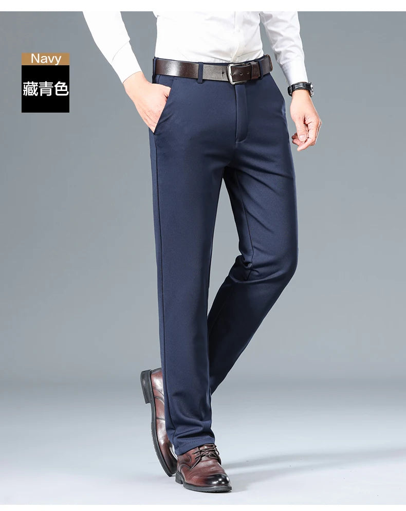 Top Quality New Brand Casual Fashion Long Pants Business Hight Stretch Straight Comfortable Korean Trousers Men Clothing.