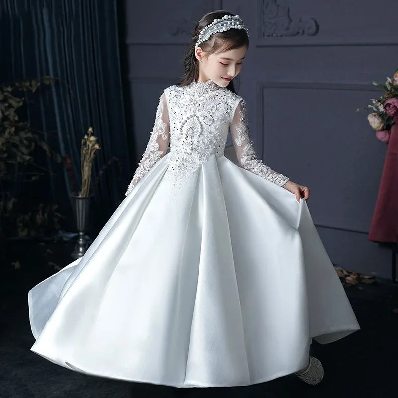 Mädchen Erstkommunion Kleid Blumen mädchen Hochzeit Pailletten Kleider für Kinder Klavier Leistung Vestidos Kinder Festzug Ballkleid.