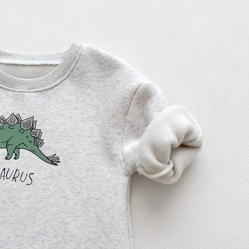 Neuankömmling Cartoon Dino Print Baby Neugeborenen Stram pler Säuglings mädchen Overalls Langarm Jungen Kleidung ein Stück