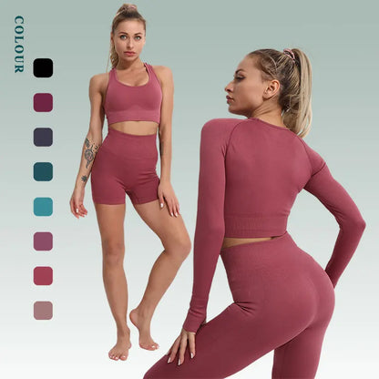2/3/4pcs Seamless Gym Set Sport outfit Suits for Fitness Clothing Yoga Set For Women Sportswear Yoga Clothes Woman Active Wear.