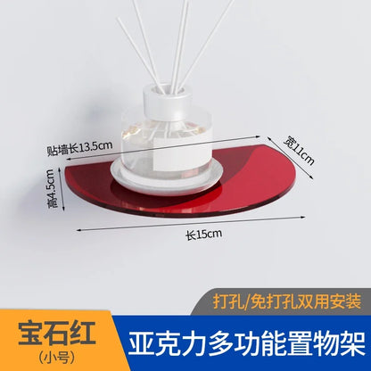 Bathroom Living Room Display Seamless Punch-free Fashion Decoration Color Acrylic Semi-circular Shelf Decoration Rack Storage