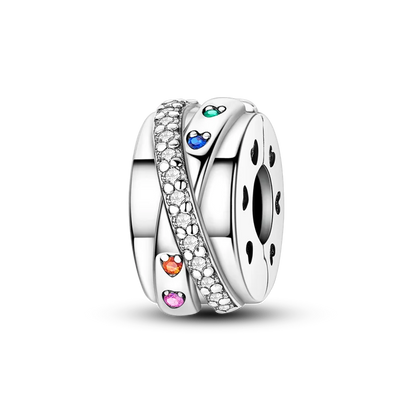 Silver Clasp 925 Sterling Silver CZ pave Clip Charms Daisy Beads Stopper Safety Chain fit Original Bangle Bracelet Jewelry Clip