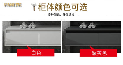 Leichter, luxuriöser Badezimmerschrank aus Steinplatten, integriertes Waschbecken, kombiniertes Waschbecken, WC-Waschbecken, nordischer einfacher Spiegelschrank