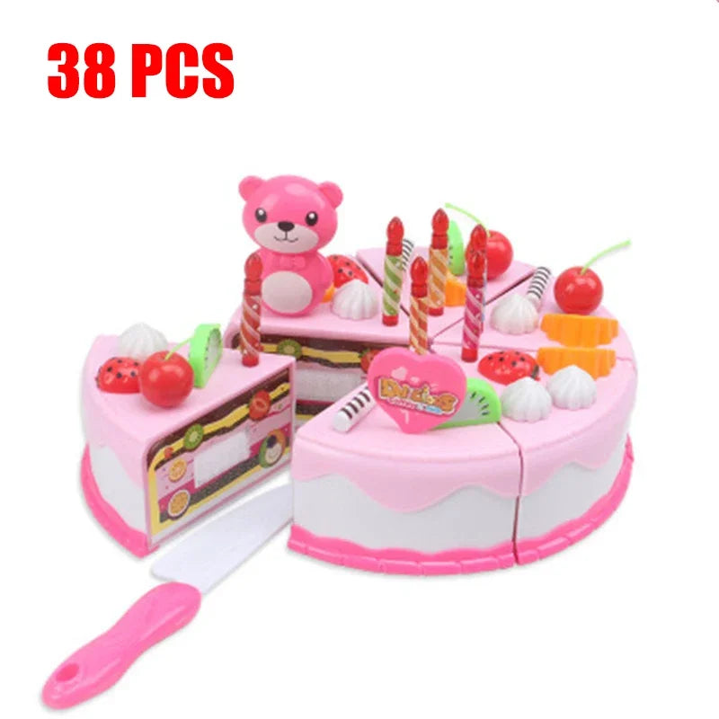 Pretend Play Tea Set Utensils Cut Kids Play House Birthday Cake Toys Children Toy Food Cake Model Girl Simulation Kitchen Coffee