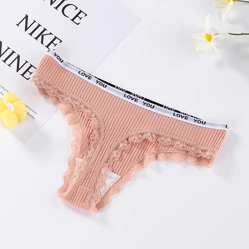 3Pcs/Lot Lace Thong Women's Tanga Low Waist Sexy Lingeries Cotton Panties Laides T Back Pants Girls Underwear Female Underpants.