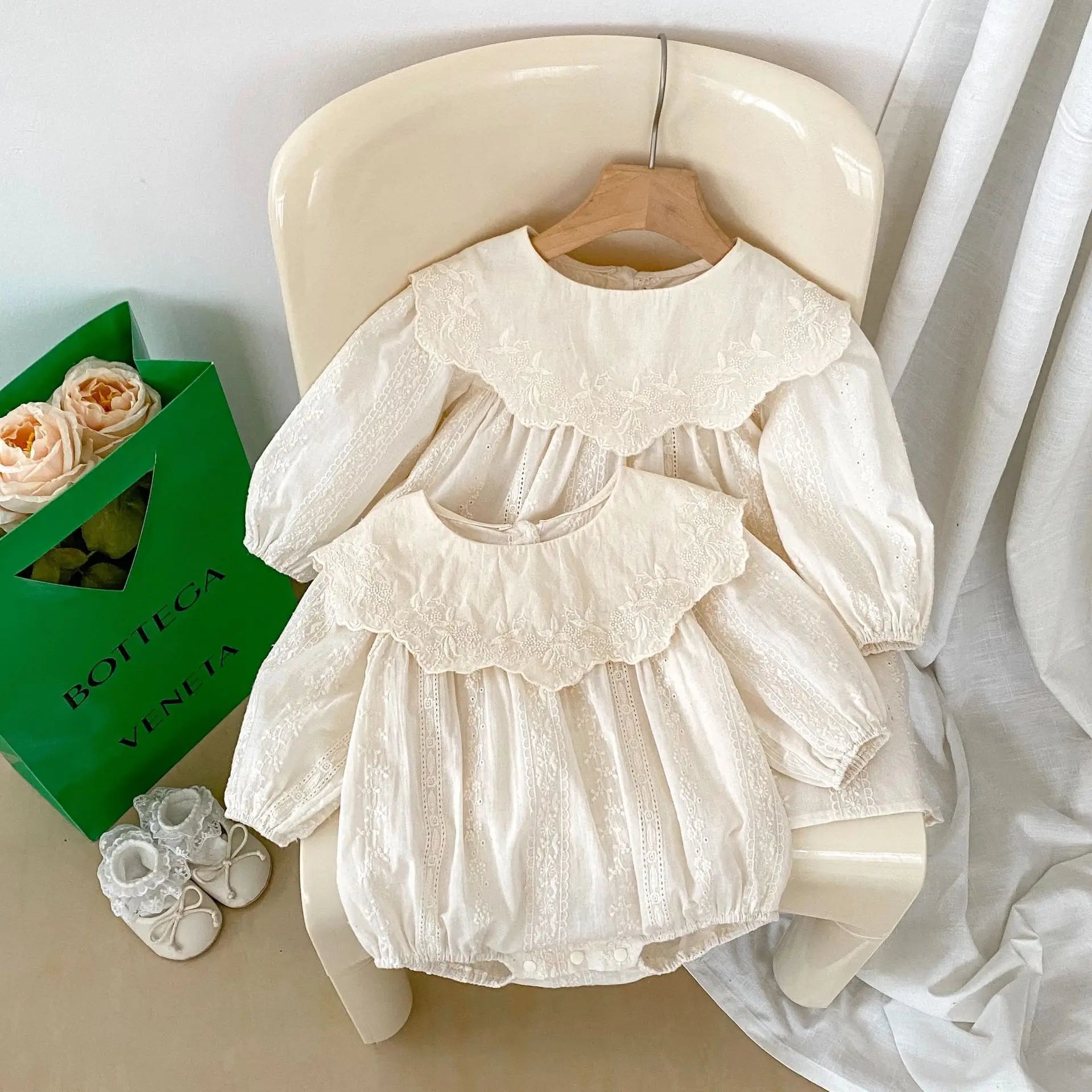 Frühling Baby Body Schwestern Kleid Blume Stickerei Kleid für Kleinkind Mädchen Kleinkind Outfit.