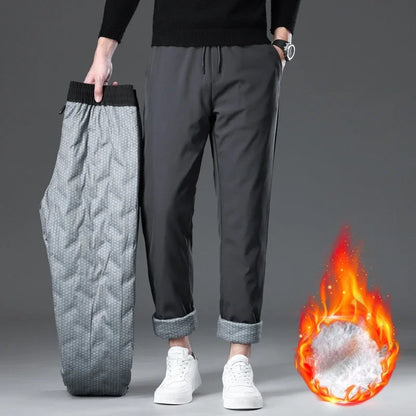 New Winter Men's Down Pants High Quality Thick Warm Goose Down Padded Business Casual Pants for Male Fashion Trousers Outerwear.