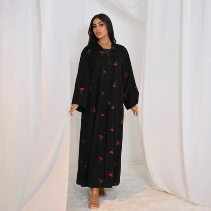 Eid 2025 New Embroideried Abaya Kimono Dubai Luxury Cardigan Muslim Party Kaftan Robe Abayas for Women Turkish Islamic Clothing.