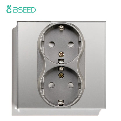 Bseed EU-Standard 1/2/3 Gang Licht-Touch-Schalter Home Wandschalter Graues Glas Sensorschalter Typ-C USB-Stromladebuchsen