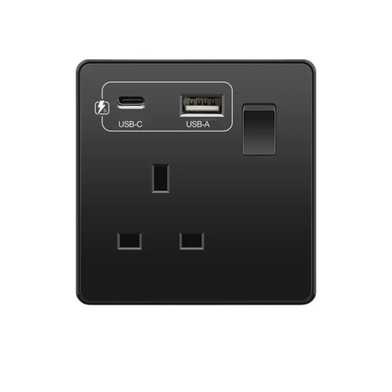 18 W Typ-C-Stecker, Schnellladung, UK 13 A USB-Wandsteckdose, Steckdose mit 3,1 A USB C, universelles Dual-5-Pin-Steckdosenpanel.