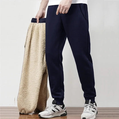 Men's Jogging Sports Pants Autumn Winter Thick Fleece Sweatpants Drawstring Outdoor Casual  Trousers Warm Daily Fitness Clothing.