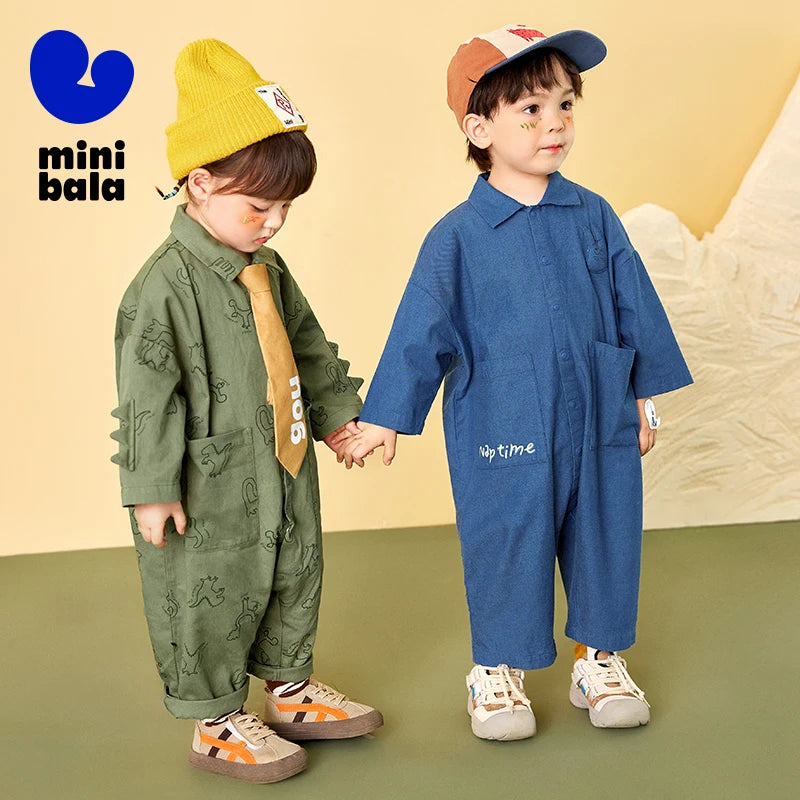 Mini Bala Outdoor Einteiliges Strampler-Set für Babys, Kinder-Arbeitskleidung, Krabbelanzug, Overall, Neu im Herbst und Winter 2024.