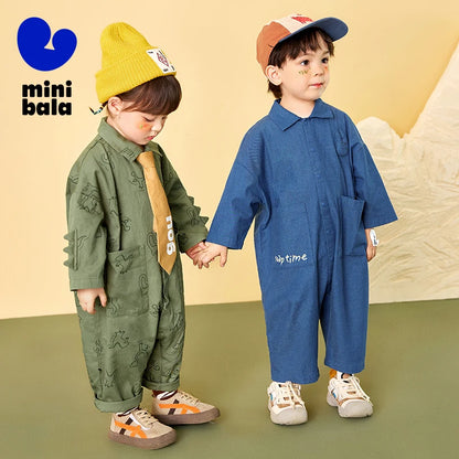 Mini Bala Outdoor Einteiliges Strampler-Set für Babys, Kinder-Arbeitskleidung, Krabbelanzug, Overall, Neu im Herbst und Winter 2024.