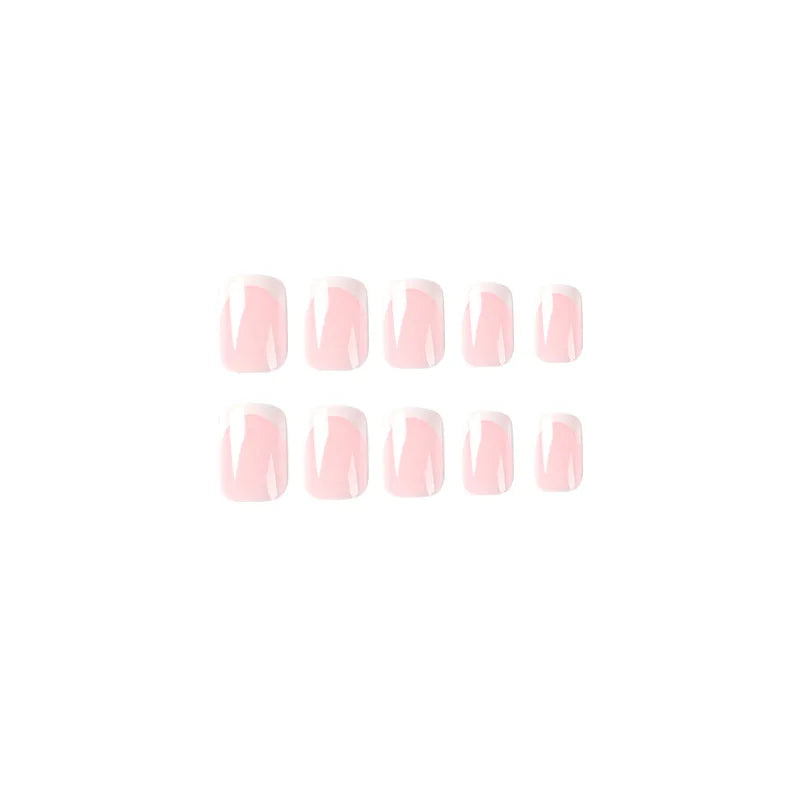 Simple White French Wearable Long Square Fake Nails Full Cover Detachable Finished False Nails Press on Nail with Glue Wholesale.
