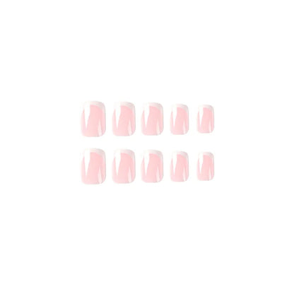 Simple White French Wearable Long Square Fake Nails Full Cover Detachable Finished False Nails Press on Nail with Glue Wholesale.
