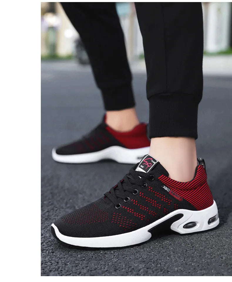 2025 New Men Sneakers Breathable Lace-Up Running Shoes Men Outdoor Walking Shoe Mesh Flying Woven Anti Slip Sports Shoes for Men.