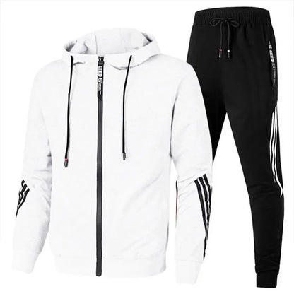 Spring Autumn Men's Sport Casual Trendy Sweatshirt Hooded Zippered Sweatshirt Pants Sport Suit Oversized Comfort Streetwear.
