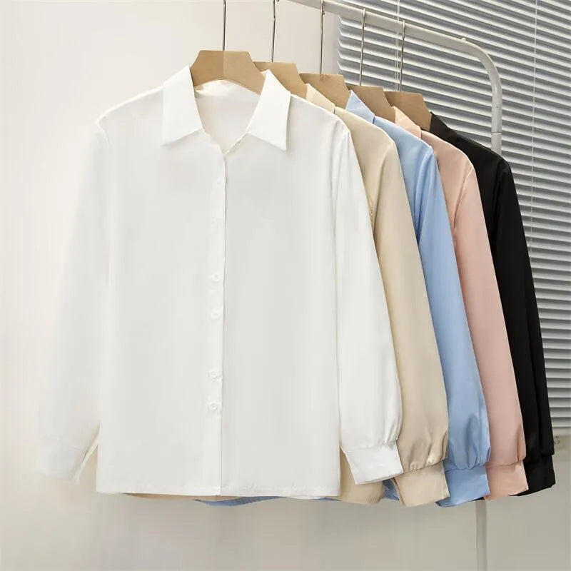 Spring Autumn Casual Chiffon Shirt Women Shirts Fashion Female Long Sleeve Loose Solid Blouse Tops Office Lady Shirts.