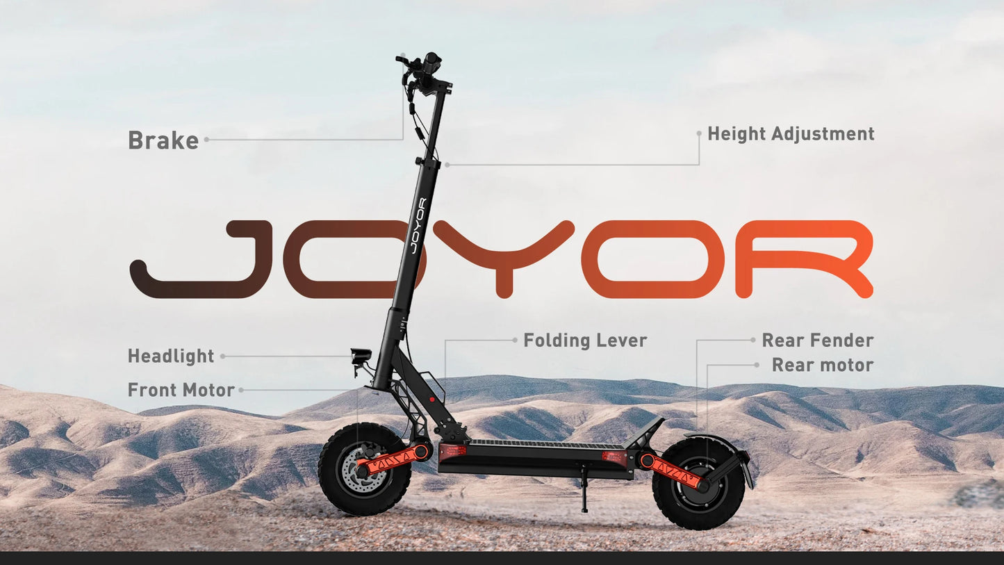 JOYOR S10-S-Z Folding Electric Scooter Dual 1000W Motor 10" Adults E-scooter with 60V 18Ah Battery.