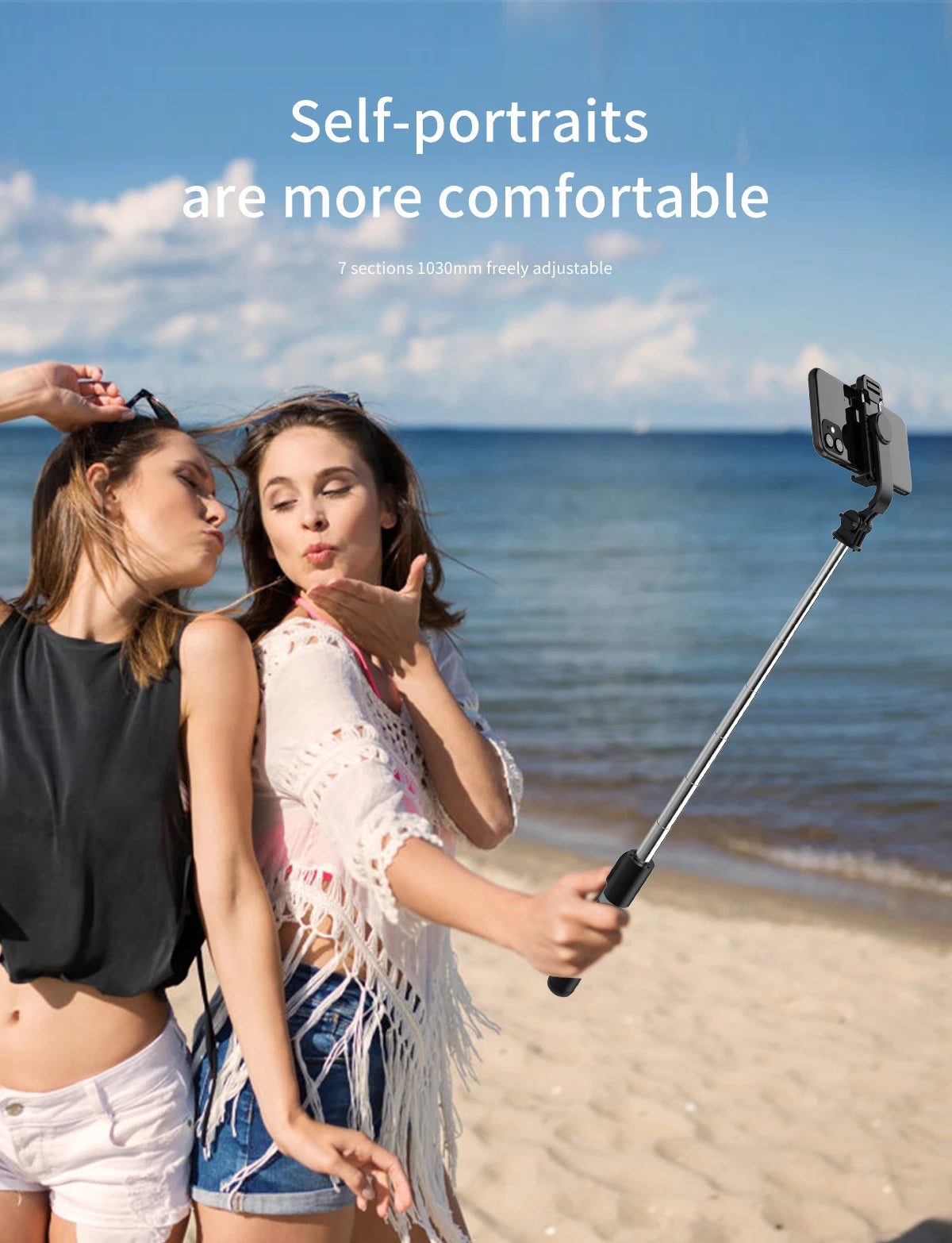 Q02 Foldable Tripod Selfie Stick Wireless Bluetooth Live Stand Holder Stabilizer for Huawei Xiaomi iPhone Cell Phone.