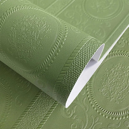 3D-Tapete mit weißer Prägung zum Abziehen und Aufkleben, Damaststruktur, selbstklebende Tapete, modernes, florales, abnehmbares Kontaktpapier