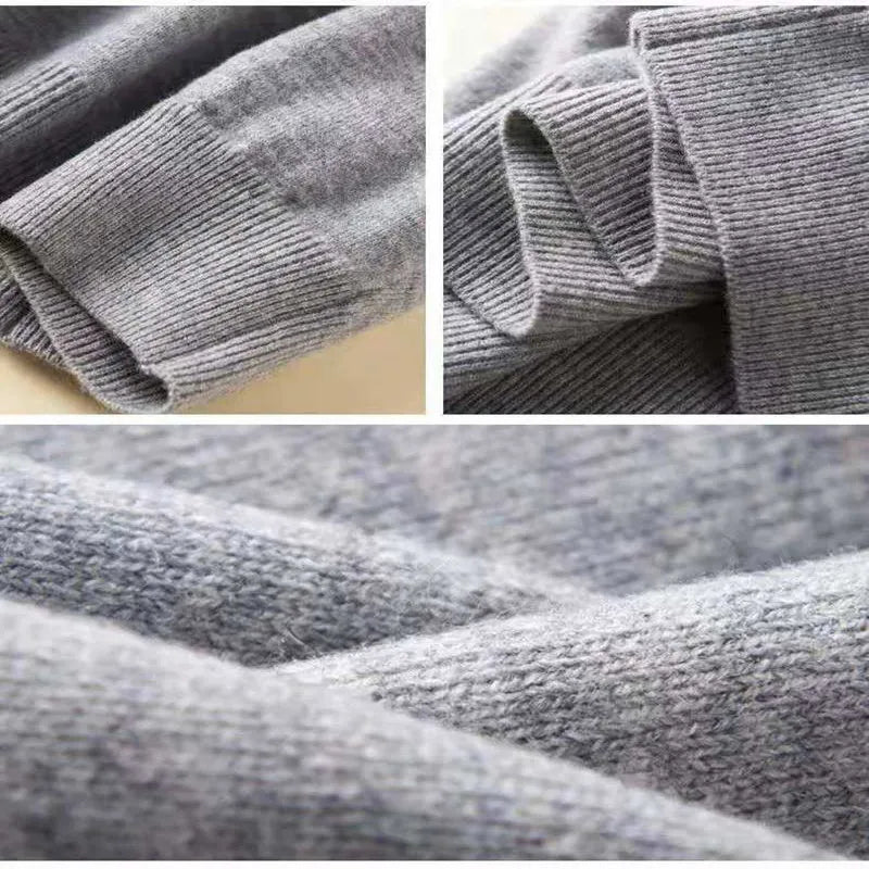 Cashmere Wool Solid Autumn Winter Men's Warm Turtleneck Knit Loose Long Sleeve Sweater Casual Comfortable Pullover Thick Sweater.