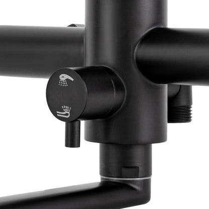 Wall-Mounted Kitchen Mixer Tap with Sprayer, 360° Swivel Stainless Steel Spout & Anti-Leak Design for Sink/Laundry, Black/Silver