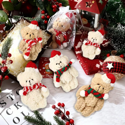 12–48 Stück Weihnachts-Kuscheltiere, Mini-Teddybären, groß, mit Organzabeuteln für Weihnachtsfeiern, Gastgeschenke, Weihnachtsbaumdekoration.