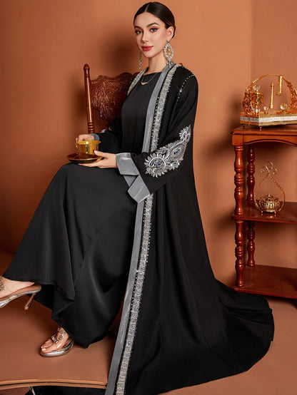 Ramadan Eid Open Abaya Damen Dubai Luxury Fashion Muslim Kimono Dress Kaftan Robe Femme Prayer Clothes Women Clothing Kebaya.