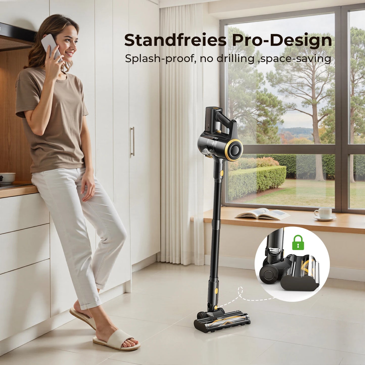 Lubluelu P3 Cordless Vacuum Cleaner 33Kpa Strong Suction 50Min Runtime Self-Standing for Hard Floor Carpet Pet Hair Removal.
