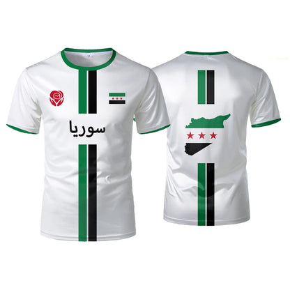 Syria Football T-Shirt Summer Sports Breathable Quick-drying Men's Tops Syrian Flag Map Print Short Sleeve Jersey Kid's Clothes.