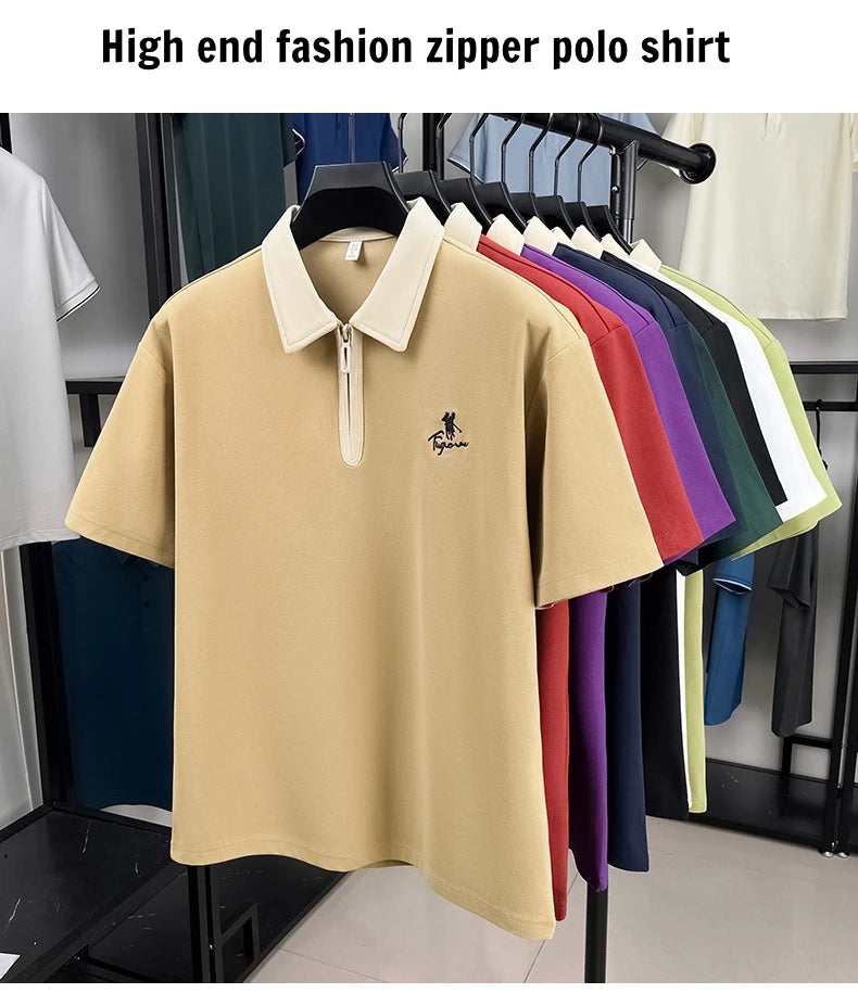 Designer brand fashion short sleeve polo shirt men luxury pony embroidery breathable summer color blocked high-end Paul T-shirt.