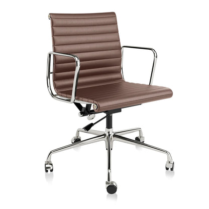 Weiße Drehstühle aus echtem Leder mit mittlerer Rückenlehne, ergonomischer Bürostuhl, verstellbarer drehbarer Gaming-Stuhl aus Leder, gerippter Bürostuhl