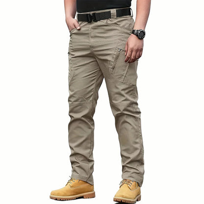 Men's multifunctional pocket tactical pants, wear-resistant Cargo Pants, water repellent, suitable for hiking and outdoor work.