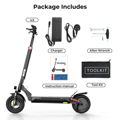 iScooter ix3 Foldable Adult Electric Scooter E-Scooter, 40KM/H Electric Kick Scooter, 800W Skateboards, 48V 10Ah Kickboard.
